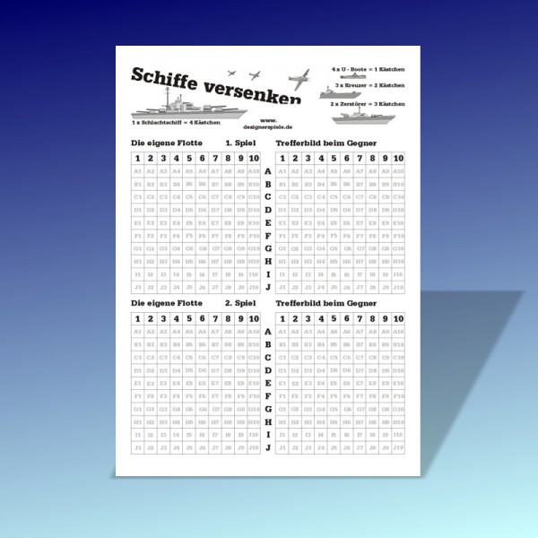 Schiffe versenken zum Ausdrucken | Designerspiele